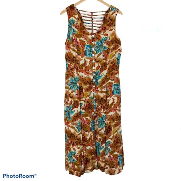 Dress Barn Dresses & Skirts - VINTAGE Dress Barn Tropical Print Shirt Midi Dress